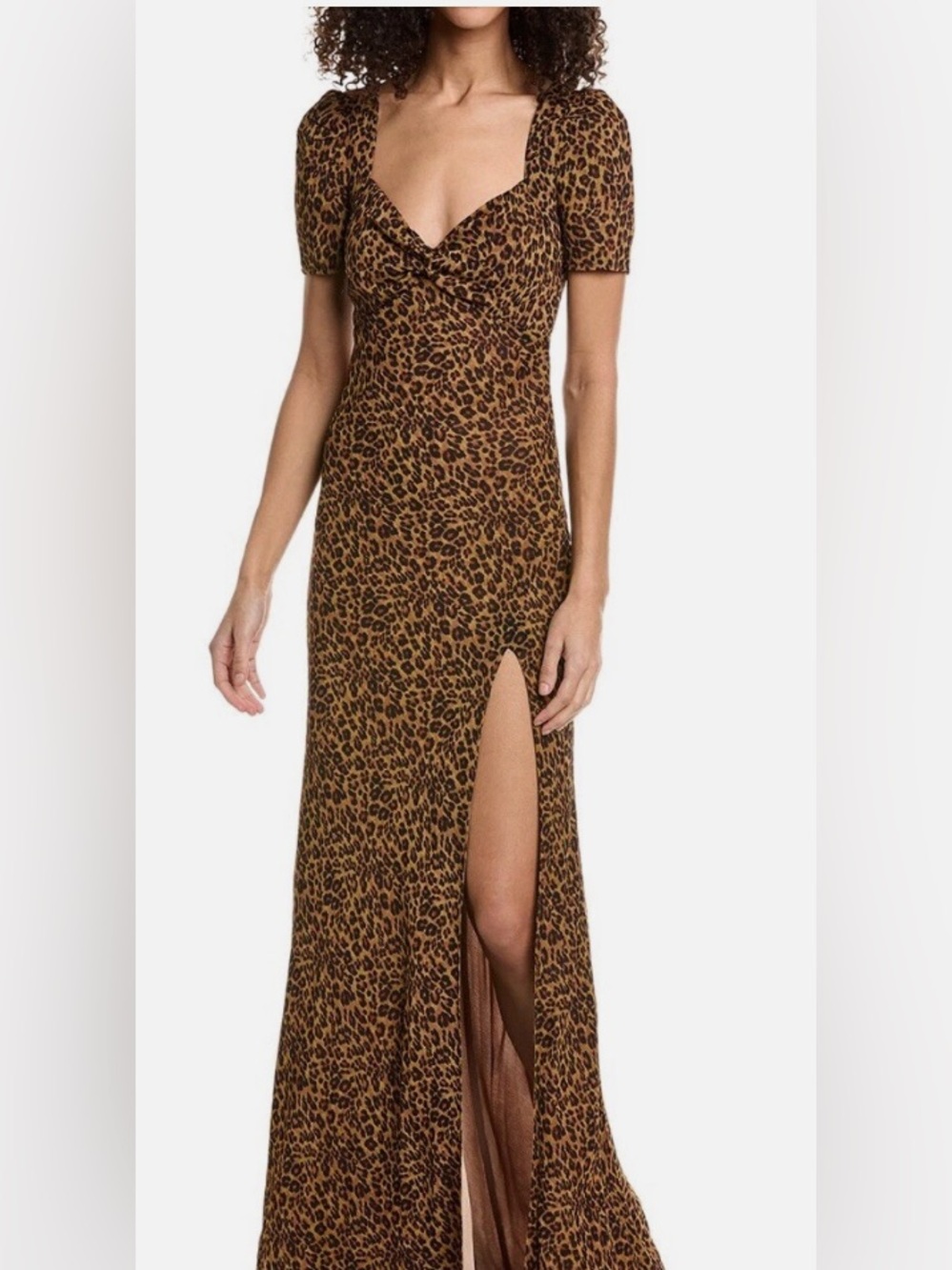 STAUD Like New- Leopard-Print Maxi Dress in Brown